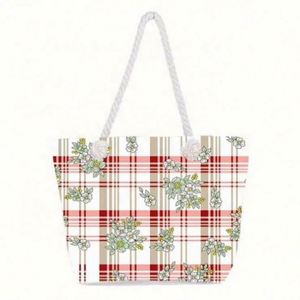 Bolsos de Mano para Mujer con Estampado de Moda, Asa de Cuerda de Algodón, Bolso de Playa de Yute - Product Image 4