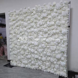 DKB Factory Artificial Ivory Color Rose Flower Panel 5D High End Real Touch Faux Flower Wall 8*8ft <strong>Backdrop</strong> for Luxury <strong>Wedding</strong> - Product Image 4
