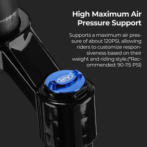 Fourche de suspension à air pour <span class=keywords><strong>VTT</strong></span> 27,5/29 pouces, débattement 120 mm, fixation rapide, <span class=keywords><strong>amortisseur</strong></span> à réglage de rebond, fourche avant de <span class=keywords><strong>VTT</strong></span> - Product Image 4