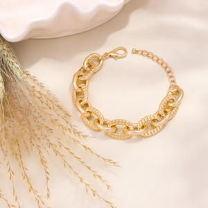 European American Fashion Jewelry <b>Set</b> Zinc Alloy Chain Necklace <b>Bracelet</b> Geometric Design Party Wear - Product Image 3