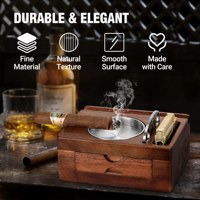 Cendrier en bois massif américain avec tiroir, boîte à cigares portable pour voiture, accessoires multifonctionnels pour cigares, support de rangement, cadeau
