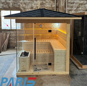 Lớn Sang Trọng Canada Gỗ Tuyết Tùng Đỏ Gỗ Rắn Gỗ Phòng Tắm Hơi Thiết Kế Hiện Đại 4-6 Người Ngoài Trời Hơi Nước Tắm Hơi Bếp Điều Khiển Máy Tính - Product Image 2