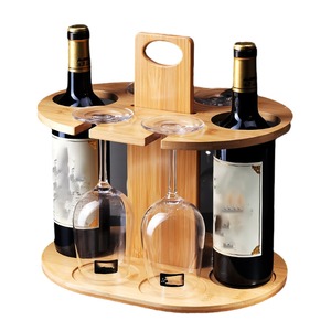 Porte-verres à vin suspendu en bois au design moderne avec ornements, support portable pour verres à pied long, pour l'extérieur, support à verres à l'envers - Product Image 4