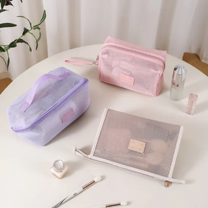 Custom Logo Travel Portable Zipper <b>Makeup</b> Pouch Nylon Mesh Cosmetic <b>Bag</b> with Customized Features - Product Image 6