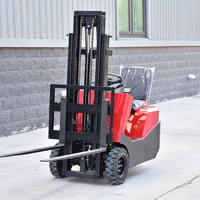 Chariot élévateur électrique compact à trois roues avec batterie au plomb, pneus pleins, déplaceur latéral hydraulique, transpalette d'entrepôt
