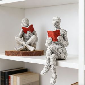 Figurine de lecture en résine, décoration d'art abstrait, ornement d'étagère, décoration intérieure - Product Image 1