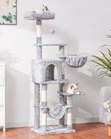 Arbre à chat avec grand hamac, tour à plusieurs niveaux pour chats d'intérieur, condo pour chats avec griffoirs couverts de sisal et perchoir supérieur