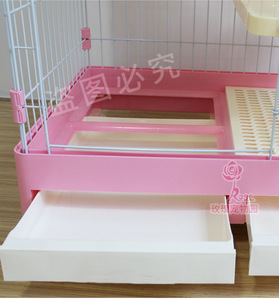 Fabrika doğrudan toptan lüks yüksek kaliteli PP plastik çelik metal demir tel çift tepsi pet köpek kedi tavşan kafesi tekerlekler - Product Image 2