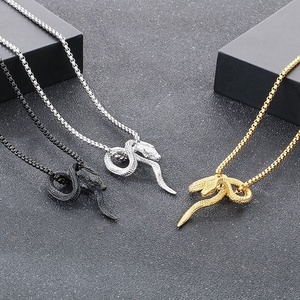 Modische vielseitige Zodiac <span class=keywords><strong>Snake</strong></span>-förmige Anhänger Jahr eins Geburt HipHop Punk Retro personal isierte Edelstahl Unisex-Kette - Product Image 6