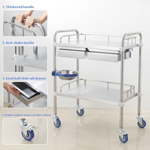 Medische Enkele En Dubbele Lade Roestvrijstalen Trolley Mondelinge Instrument Opslagkar Voor Ziekenhuis-En Schoonheidsverzorging Keukenkasten - Product Image 2