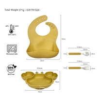 Assiette à sucer en silicone de qualité alimentaire en forme de crabe, bavoir à taille réglable, fourchettes et cuillères souples pour l'alimentation des bébés, logo personnalisé, vaisselle pour enfants