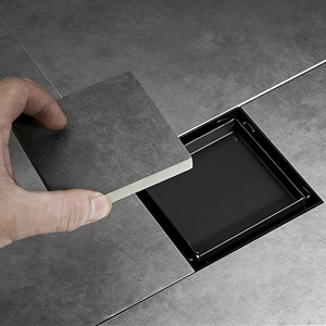 <span class=keywords><strong>Douche</strong></span> de salle de bain/hôtel moderne en acier inoxydable, style invisible, finition noire mate de qualité supérieure, insert de carrelage 6x6 pouces - Product Image 1