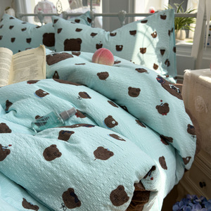 Puff Yarn Printed Four-Piece Bedding Set Soft Cartoon <b>Pattern</b> For Student Dormitories - Product Image 4