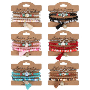 Fashion Jewelry Beaded <b>Bracelets</b> <b>Set</b> With Tassel Shell Charms Women's Gift 2022 - Product Image 1