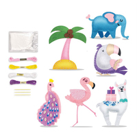 Kit de couture en feutre DIY 6 pièces, personnages d'animaux tropicaux, fabrication de peluches à coudre à la main, jouet artistique éducatif pour enfants, cadeau