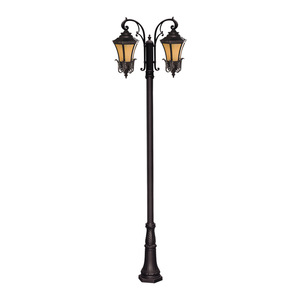Outdoor Garden <b>Light</b> Post <b>LED</b> Iron Pole Glass Shade 2700K Warm White IP66 AC Powered Non-Detachable Fixture <b>Motion</b> <b>Sensor</b> - Product Image 4