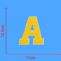 Vente en gros de patchs thermocollants en chenille de 12,5 cm de haut, rouge, rose, bleu, noir, jaune, lettres de l'alphabet A-Z, patchs thermocollants