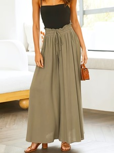 Pantalons amples à jambes larges pour femmes, couleur personnalisée, polyvalents, décontractés, longs, pour le quotidien - Product Image 1