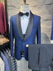 طقم بدلة رجالي من ثلاث قطع من الصوف بلونين من لوميناري، مقاس كبير، بدلة بنطلون مريحة مع خدمة الشحن المباشر - Product Image 2