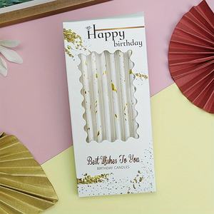 Merri augura romantica festa colorata di alta qualità nuovo 5 pollici bianco e oro candeline di compleanno Skinny per la decorazione della torta - Product Image 2