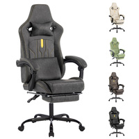 Chaise d'ordinateur de style course verte chaise de joueur réglable en hauteur chaise de bureau avec repose-pieds et soutien lombaire de massage