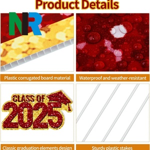 Letrero de jardín para exteriores con estacas, de PP, con mensaje 'Felicidades Graduado Clase 2025', decoraciones para graduados de universidad y escuela secundaria, con corte personalizado - Product Image 6
