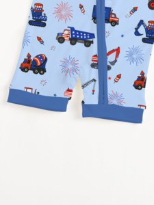 Combinaison bébé garçon en fibre de bambou à motif Jour de l'Indépendance Miozing, fermeture éclair bidirectionnelle, écologique, douce, adaptée aux peaux sujettes à l'eczéma, vente en gros - Product Image 6