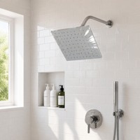 Douche murale moderne en gros de 8 pouces à effet pluie, finition nickel brossé, pour salle de bain et rénovation domestique