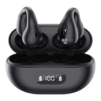 Headset Nirkabel Hot X22 Clip Ear BT dengan Layar Daya, Daya Tahan Baterai Lama, Konduksi Tulang untuk Olahraga, TWS
