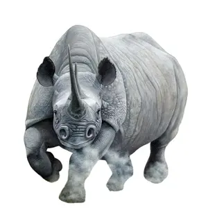 Настраиваемый открытый сад литая латунная статуя животных носорога знаменитая в натуральную величину мраморная скульптура носорога