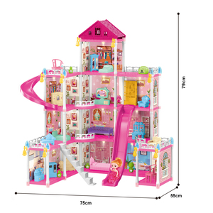 2025 filles 297 pièces semblant princesse rose maison <span class=keywords><strong>de</strong></span> poupée meubles accessoires 4 histoires 12 chambres luxe Villa château jouets avec lumière - Product Image 2
