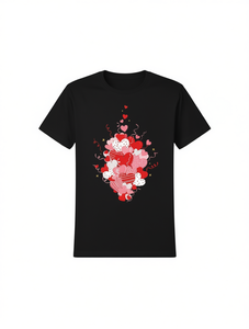 T-Shirt Unisex con Cuori di San Valentino, Manica Corta, Illustrazione Romantica di Cuori, Stampa Digitale, Cotone, Collo Tondo, Primavera Estate - Product Image 1