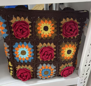 Summer Sweet Handmade Crochet Crossbody <b>Tote</b> Bag Fashionable Granny Square Accessory for Mommy and Granny - Product Image 6