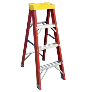 Стекловолоконная Складная ступенчатая лестница из ФАП красного цвета, легко носить с собой
