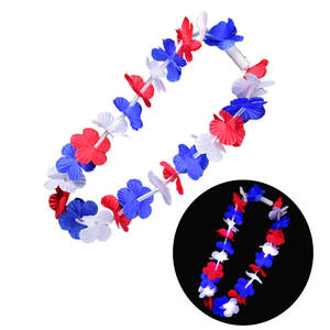 独立記念日用バルクネックレス アメリカ愛国心LEDライト ハワイアンフラワーレイネックレス 国民祝賀パーティー装飾用 - Product Image 1