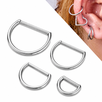 Anneau segmenté articulé en titane ASTM F136 16G en forme de D pour septum, clicker, piercing de nez, daith, cartilage – Idéal pour les studios de piercing et les mariages