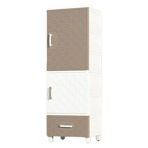 Slaapkamer 3-laags luxe draagbare kledingkast kledingopbergkast moderne draagbare plastic ladenkast met wielen - Product Image 6