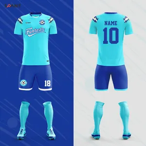 2022-2023 Women's Soccer Uniforms American Football Jersey With Club America Blue Yellow Colors Custom Name Printing For Kids