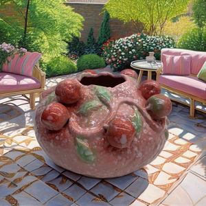 Vase en céramique émaillée orange fruit pomme Art déco personnalisé ornement à grande bouche pour la décoration intérieure et le dessus de table de jardin - Product Image 3