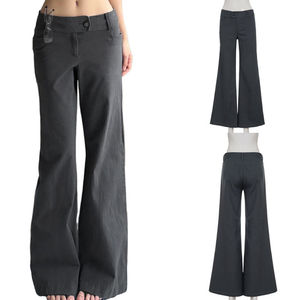 Pantalon évasé décontracté d'été pour femme, patchwork tissé, taille basse, coupe ample, respirant et confortable, idéal pour le travail - Vente en gros usine - Product Image 1