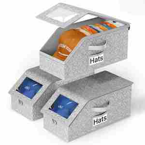Stackable Hat <b>Storage</b> Bins Baseball Cap Organizer <b>Box</b> for Closet - Product Image 1