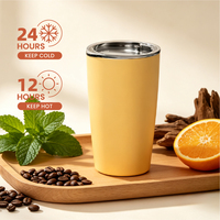 Gobelet à café minimaliste en acier inoxydable 304, à double paroi, isolé sous vide, à large ouverture, pour voiture, avec couvercle anti-éclaboussures transparent