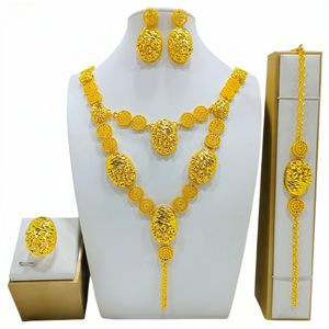 24K Solid Gold Jewelry <b>Set</b> Necklace Earrings Ring <b>Bracelet</b> Wedding Women's Classic Tassel Style Islamic - Product Image 3