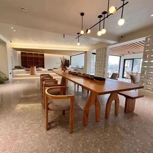 Mesa de Comedor Rectangular de Madera Maciza, Estilo Wabi Sabi, Diseño Escandinavo, para Oficina, Sala de Estar, Uso en Conferencias - Product Image 2