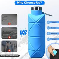 Platine Silicone Diamant Pliant Tasse Poche Portable Bouteille D'eau Sports De Plein Air Pliant Bouteille D'eau