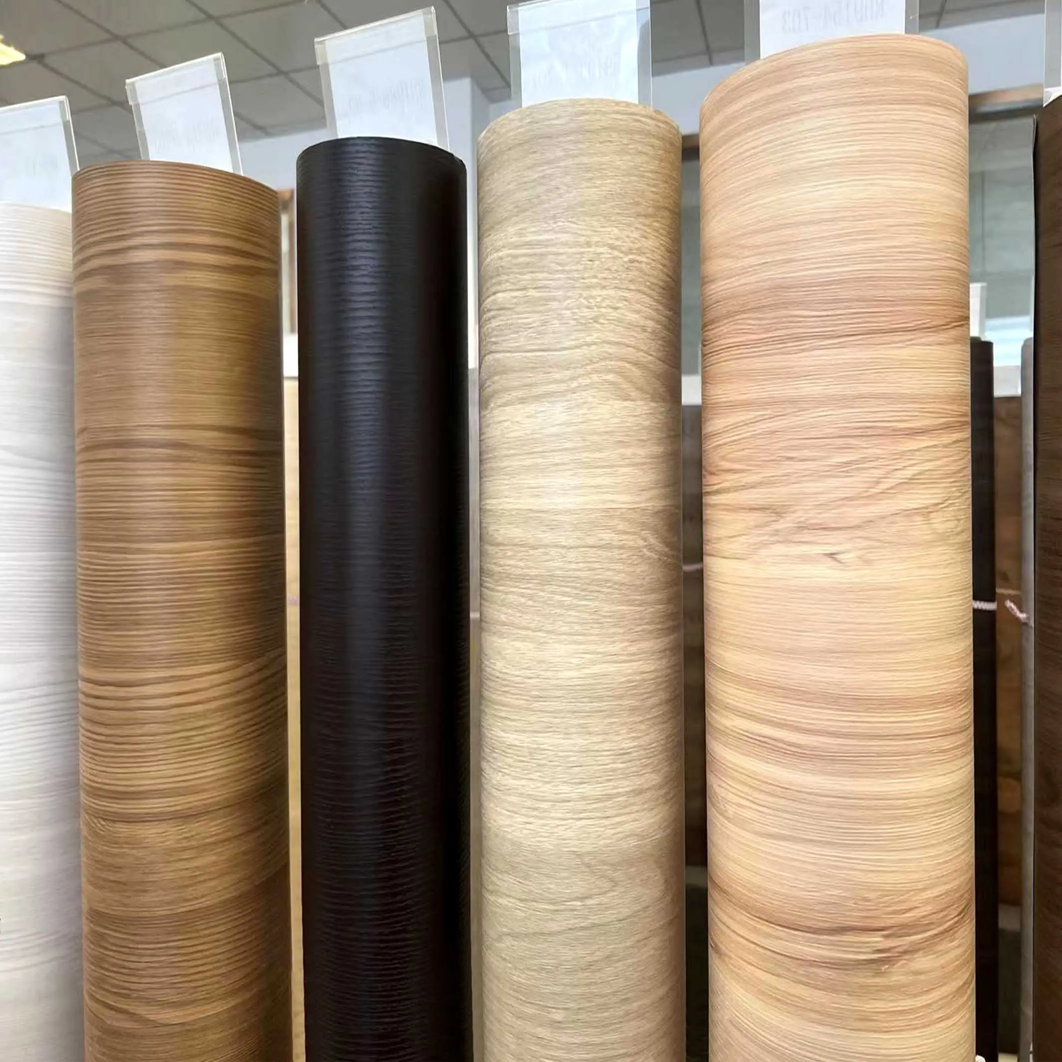 Vinilo texturizado de madera de alta calidad, película laminada de PVC para interior de armario de cocina, envoltura de lámina de vinilo de PVC, envoltura de vinilo de grano de madera para muebles