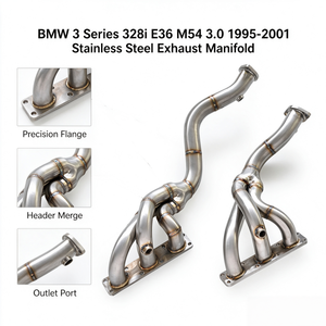 Collecteur d'échappement en acier inoxydable pour BMW Série 3 <span class=keywords><strong>328i</strong></span> <span class=keywords><strong>E36</strong></span> M54 3.0 1995-2001 – Amélioration de performance - Product Image 1