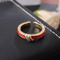 Bague ouverte en forme de serpent en corde rouge simple, pierre naturelle, tendance, Nouvel An, style rétro chinois haut de gamme, cuivre