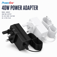 Adaptateur d'alimentation AC DC ABP 40W, entrée 100-240V, sortie réglable 9-24V, prise britannique, adaptateur d'alimentation AD0367