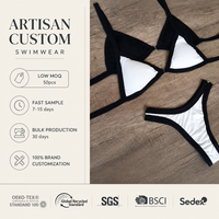 Ensemble bikini brésilien chic pour femme 2026, deux couleurs, en crochet imprimé, maillot de bain bandeau et string, lingerie sexy